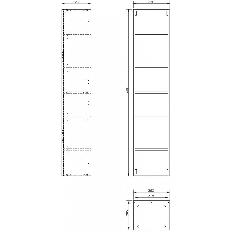 Mexen Box-A Korpus vum Buedzëmmerstull 35 cm, schwaarz matt - 91AX1-1600-300-1-71