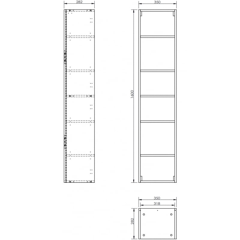 Mexen Box-A sarakkeen runko 35 cm, musta matta - 91AX1-1600-300-1-71