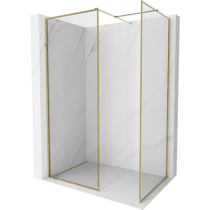 Mexen Kioto-XF Shower Screen Walk-in with Frame 90 x 90 cm, Transparent 10 mm, Gold - 800-090-202-04-50-090-XF