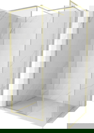 Mexen Kioto-XF parede de chuveiro Walk-in com moldura 130 x 70 cm, transparente 10 mm, dourado escovado