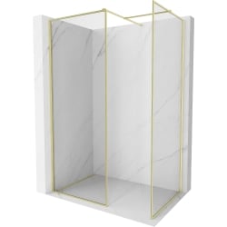 Mexen Kioto-XF ścianka prysznicowa Walk-in z ramką 140 x 80 cm, transparent 10 mm, złota szczotkowana - 800-140-202-04-55-080-XF