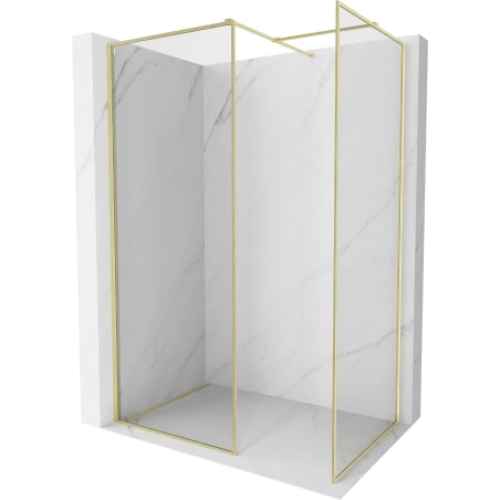 Mexen Kioto-XF Duschwand Walk-in mit Rahmen 140x100 cm, transparent 10 mm, gold gebürstet - 800-140-202-04-55-100-XF