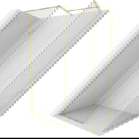 Mexen Kioto-XF Duschmauer Walk-in mat Rumm 120x110 cm, transparent 10 mm, gëllen gebastelt - 800-120-202-04-55-110-XF