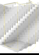 Mexen Kioto-XF douchewand Walk-in met frame 140x120 cm, transparant 10 mm, geborsteld goud - 800-140-202-04-55-120-XF