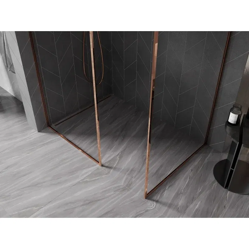 Mexen Kioto-XF paroi de douche Walk-in avec cadre 160 x 90 cm, transparent 10 mm, or rose - 800-160-202-04-60-090-XF