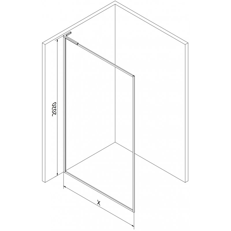 Mexen Kioto-F L Πάνελ ντους Walk-in με πλαίσιο 85 x 202 cm, διάφανο 8 mm, χρώμιο