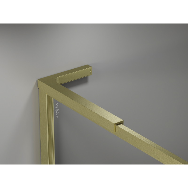 Mexen Kioto-F L zidni tuš Walk-in s okvirom 60 x 202 cm, prozirno 8 mm, zlato četkano - 800-060-174-55-00