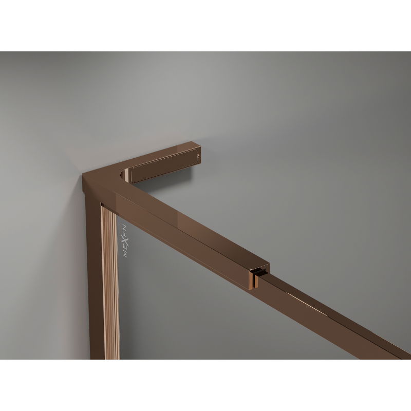 Mexen Kioto-F L Kävely-suihkuseinäke kehyksellä 50 x 202 cm, kirkas 8 mm, ruusukulta - 800-050-174-60-00