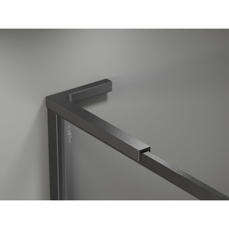 Mexen Kioto-F L parete doccia Walk-in con cornice 100 x 202 cm, trasparente 8 mm, grigio canna di fucile spazzolato