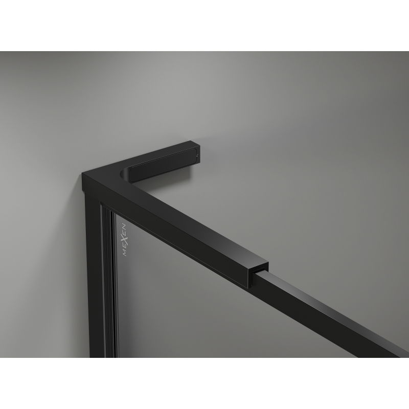 Mexen Kioto-F L Suihkuseinä Walk-in kehyksellä 50 x 202 cm, läpinäkyvä 8 mm, musta - 800-050-174-70-00
