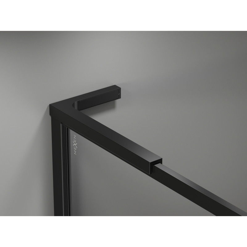 Mexen Kioto-F L Walk-in tuš pregrada z okvirjem 55 x 202 cm, prozorna 8 mm, črna - 800-055-174-70-00