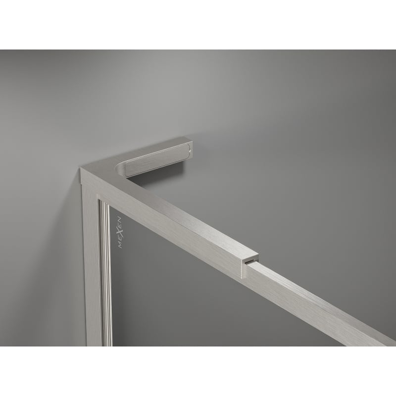 Mexen Kioto-F L Duschvägg Walk-in med ram 120 x 202 cm, transparent 8 mm, borstad nickel - 800-120-174-97-00