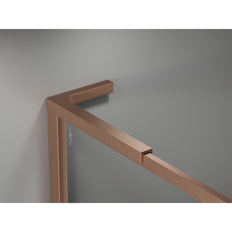 Mexen Kioto-XF L tuš pregrada Walk-in s okvirom 80 x 202 cm, prozirna 10 mm, brušeni bakar - 800-080-174-65-00-XF
