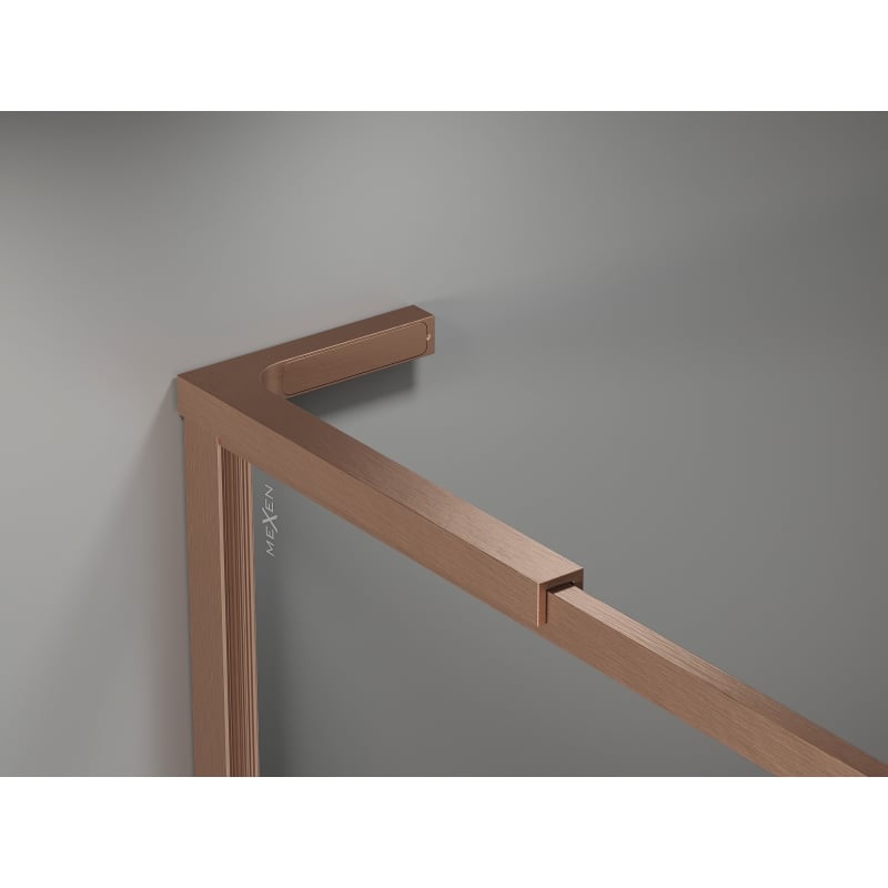 Mexen Kioto-XF L Walk-in Shower Screen with Frame 120 x 202 cm, Transparent 10 mm, Brushed Copper - 800-120-174-65-00-XF