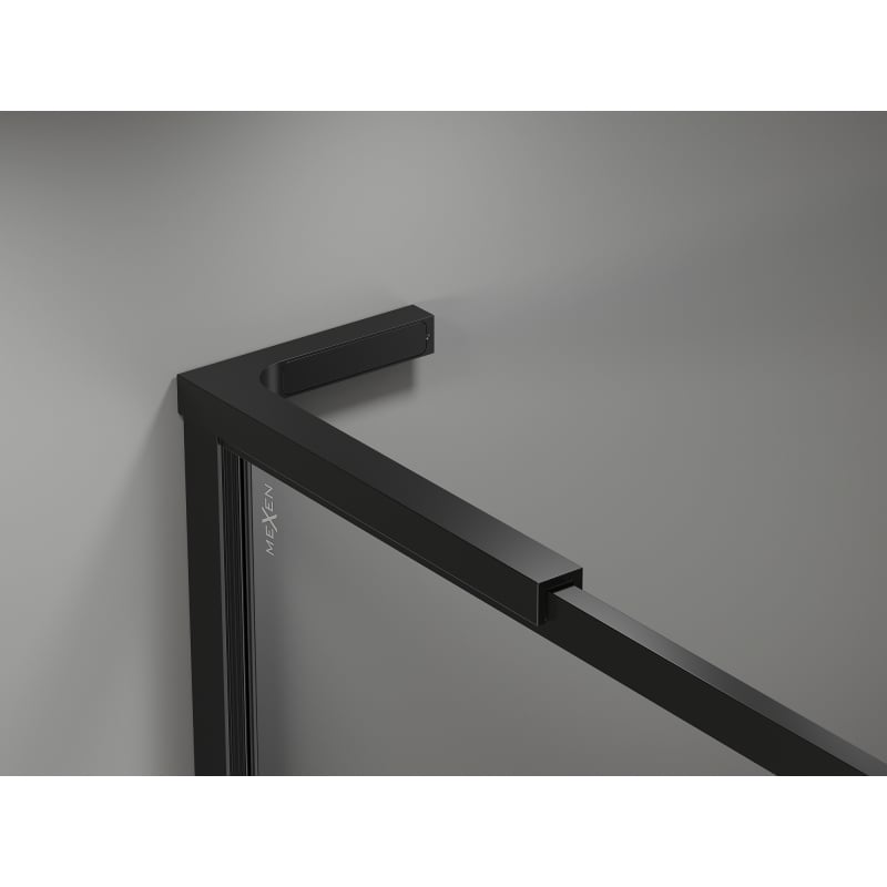 Mexen Kioto-XF L Walk-in Shower Wall with Frame 80 x 202 cm, Transparent 10 mm, Black - 800-080-174-70-00-XF