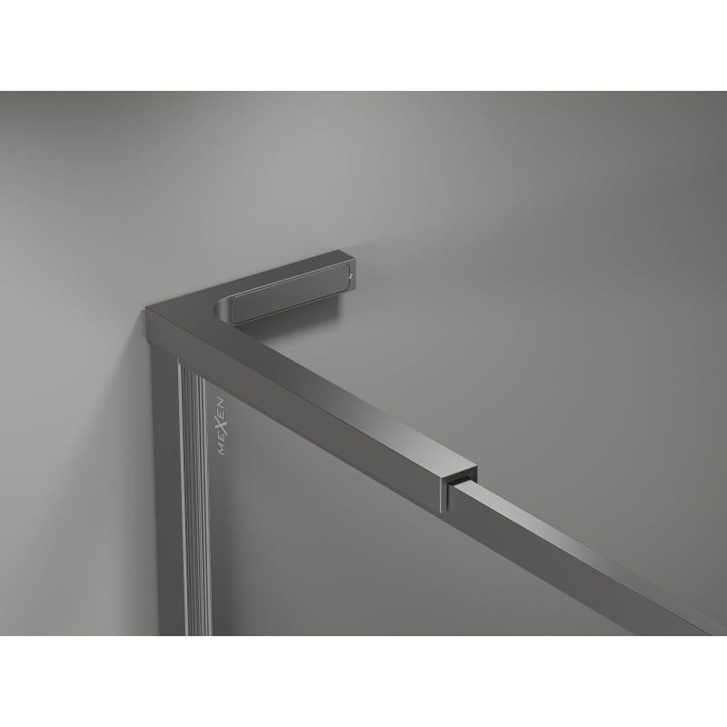 Mexen Kioto-XF L ścianka prysznicowa Walk-in z ramką 70 x 202 cm, transparent 10 mm, gun metal - 800-070-174-95-00-XF