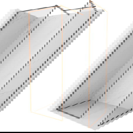 Mexen Kioto-XF inloopdouchewand met frame 140 x 120 cm, transparant 10 mm, roze goud - 800-140-202-04-60-120-XF