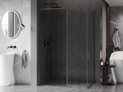 Mexen Kioto-XF Duschwand Walk-in mit Rahmen 140 x 120 cm, transparent 10 mm, Gun Metal - 800-140-202-04-95-120-XF