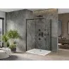 Mexen Omega cabine de douche coulissante 120 x 80 cm, transparente, noire + receveur Flat, blanc - 825-120-080-70-00-4010B