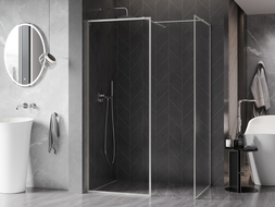 Mexen Kioto-XF Duschwand Walk-in mit Rahmen 100x100 cm, transparent 10 mm, gebürsteter Nickel - 800-100-202-04-97-100-XF