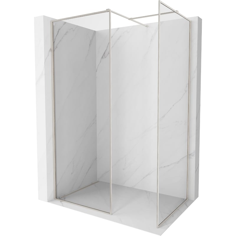 Mexen Kioto-XF Duschwand Walk-in mit Rahmen 140x100 cm, transparent 10 mm, gebürsteter Nickel - 800-140-202-04-97-100-XF