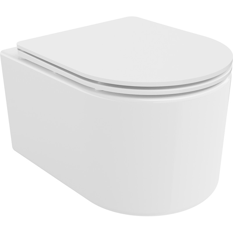 Mexen Sofia Rimless wc-pot met langzaam sluitende slim zitting, duroplast, glanzend wit - 30540300