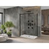 Mexen Omega Duschkabine schiebbar 130 x 70 cm, transparent, schwarz + Flat Duschtasse, weiß - 825-130-070-70-00-4010B