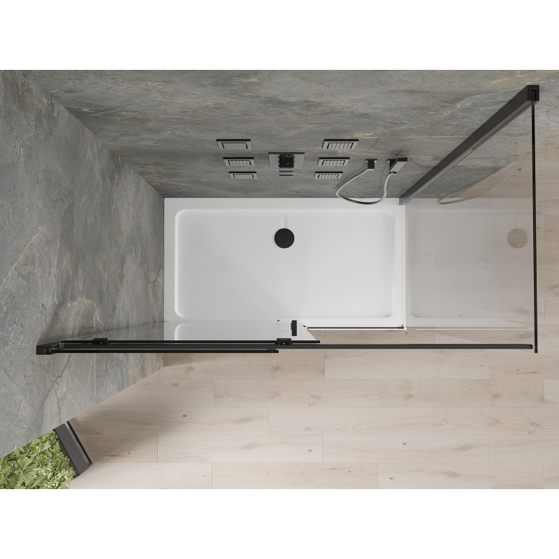 Mexen Omega Schiebedusche 130 x 70 cm, transparent, schwarz + Flat Duschwanne, weiß - 825-130-070-70-00-4010B