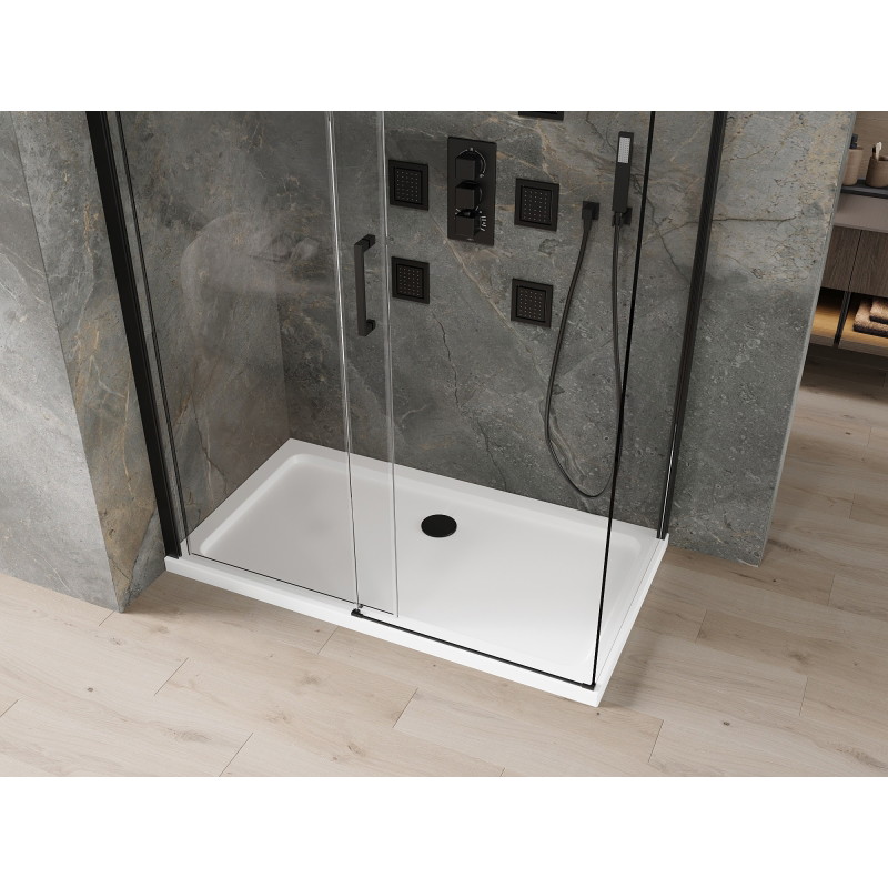 Mexen Omega sliding shower cabin 130 x 70 cm, transparent, black + Flat tray, white - 825-130-070-70-00-4010B