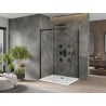 Mexen Omega Duschkabine verschiebbar 130 x 90 cm, transparent, schwarz + Badrand Flat, weiß - 825-130-090-70-00-4010B