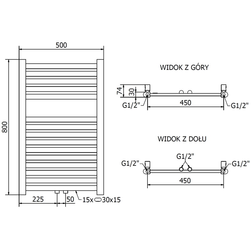 Mexen Hades radiador eléctrico 800 x 500 mm, 300 W, dorado - W104-0800-500-2300-50