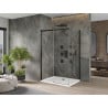 Mexen Omega Duschkabine verschiebbar 130 x 90 cm, transparent, schwarz + Badrand Flat, weiß - 825-130-090-70-00-4010B