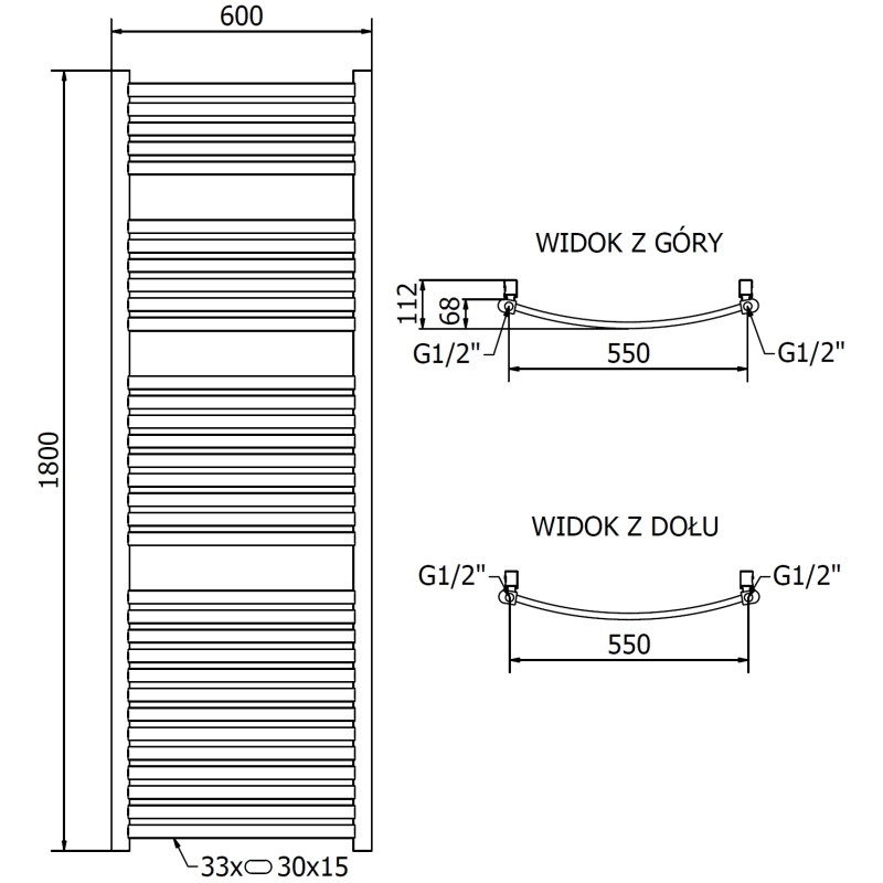 Mexen Helios elektriline radiaator 1800 x 600 mm, 900 W, kuldne - W103-1800-600-2900-50