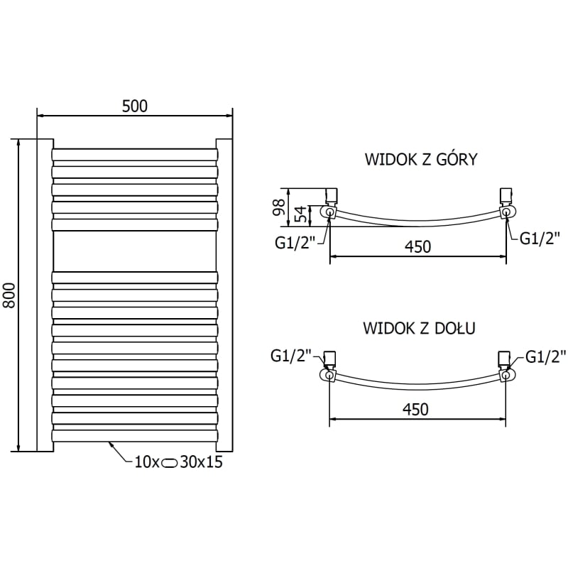 Mexen Helios radiador eléctrico 800 x 500 mm, 300 W, dorado - W103-0800-500-2300-50