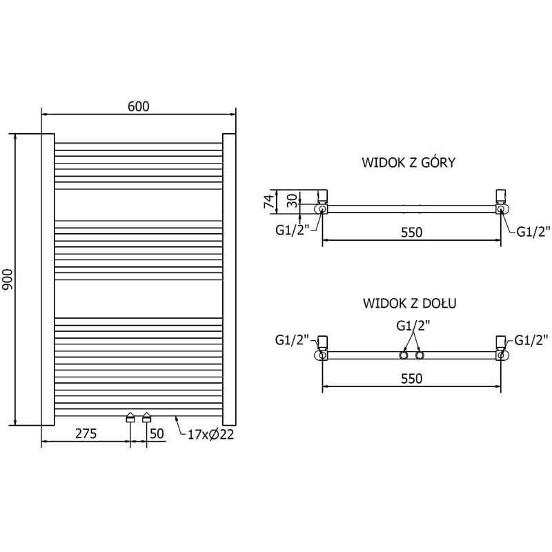 Mexen Mars radiador eléctrico 900 x 600 mm, 300 W, dorado - W110-0900-600-2300-50