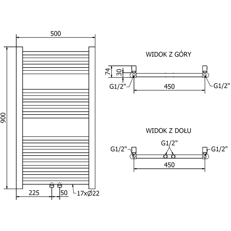 Mexen Mars radiador eléctrico 900 x 500 mm, 300 W, dorado - W110-0900-500-2300-50