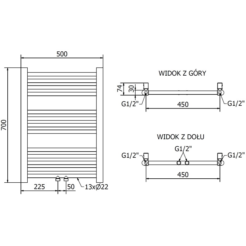 Mexen Mars radiador eléctrico 700 x 500 mm, 300 W, dorado - W110-0700-500-2300-50