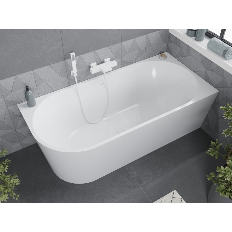 Mexen Mia baignoire autoportante d'angle droite 140 x 75 cm, blanche, trop-plein blanc - 52691407500P-20