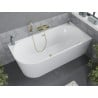 Mexen Mia baignoire autoportante d'angle droit 140 x 75 cm, blanche, trop-plein doré - 52691407500P-50