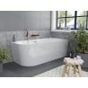 Mexen Mia freistehende Eckbadewanne rechts 140 x 75 cm, weiß, Überlauf gebürstetes Kupfer - 52691407500P-65