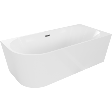 Mexen Mia freistehende Eckbadewanne rechts 140 x 75 cm, weiß, Überlauf gun gray gebürstet - 52691407500P-66