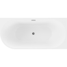 Mexen Mia freistehende Eckbadewanne rechts 140 x 75 cm, weiß, Überlauf gun gray gebürstet - 52691407500P-66