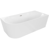 Mexen Mia freistehende Eckbadewanne rechts 140 x 75 cm, weiß, Überlauf gebürsteter Nickel - 52691407500P-97