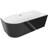 Mexen Mia freestanding corner bath right 140 x 75 cm, white/black, overflow rose gold - 52691407575P-60