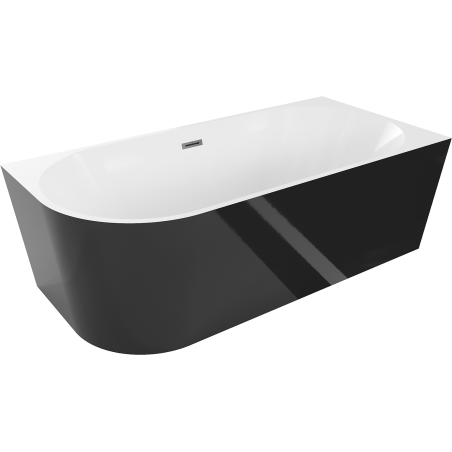 Mexen Mia free-standing right corner bath 140 x 75 cm, white/black, overflow gun metal - 52691407575P-95