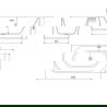 Mexen Mia vrijstaande hoekbadkuip rechts 140 x 75 cm, wit/zwart, chrom overloop - 52691407575P-01