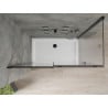 Mexen Omega Duschkabine Schiebetür 140 x 80 cm, transparent, schwarz + Duschwanne Flat, weiß - 825-140-080-70-00-4010B