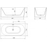 Mexen Mia freistehende Eckbadewanne links 140 x 75 cm, weiß, Überlauf weiß - 52691407500L-20