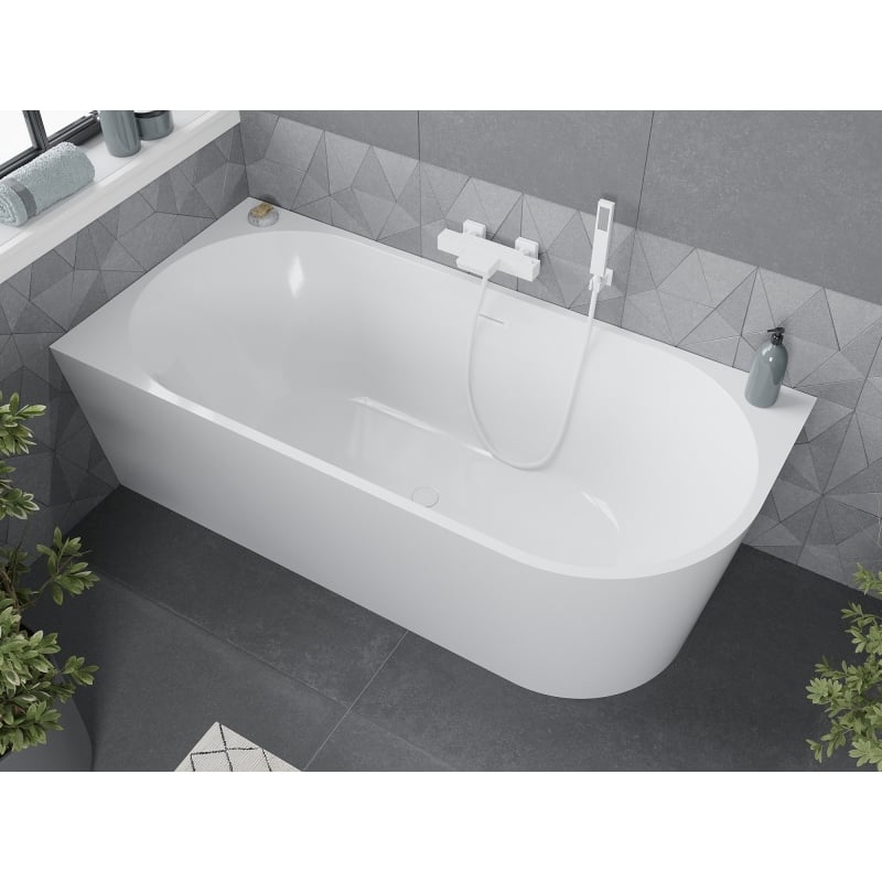 Mexen Mia baignoire autoportante d'angle gauche 140 x 75 cm, blanche, trop-plein blanc - 52691407500L-20