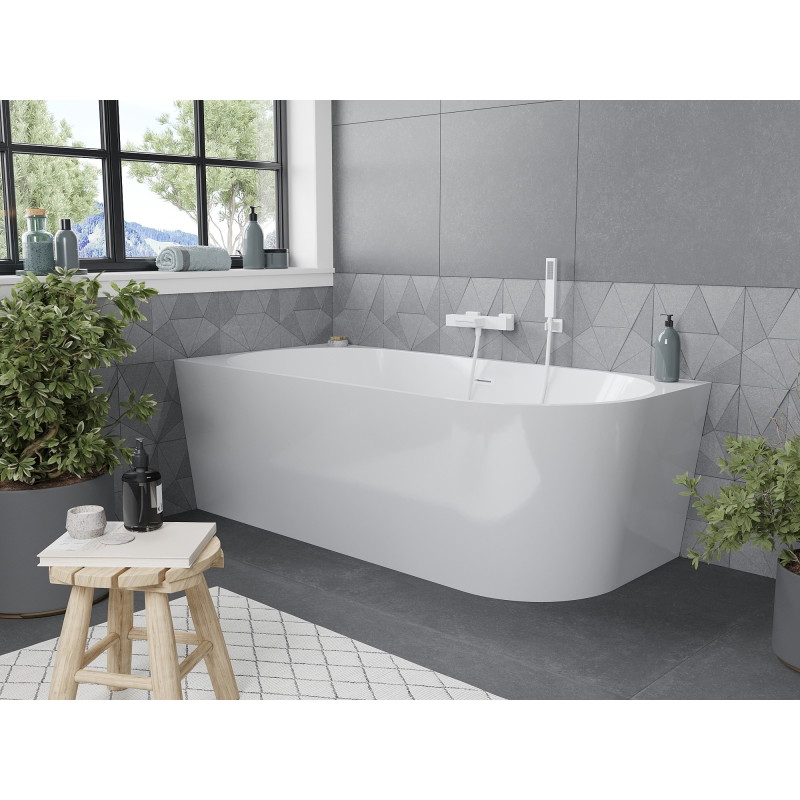 Mexen Mia vaba nurgaga vasak vann 140 x 75 cm, valge, valge ülevool - 52691407500L-20